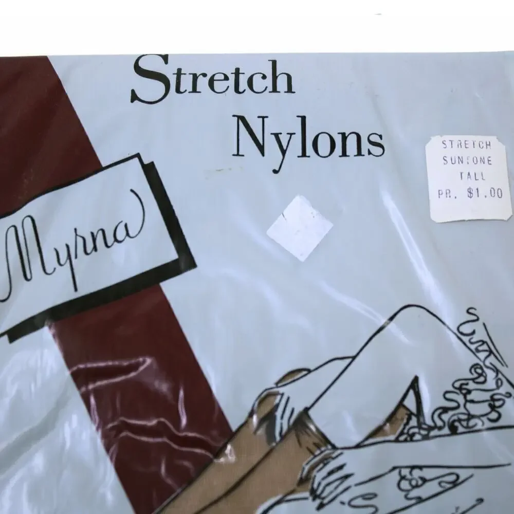 Vintage Nylon Stockings in Package Myrna Suntone 1 Pair Size Tall - Hey Viv